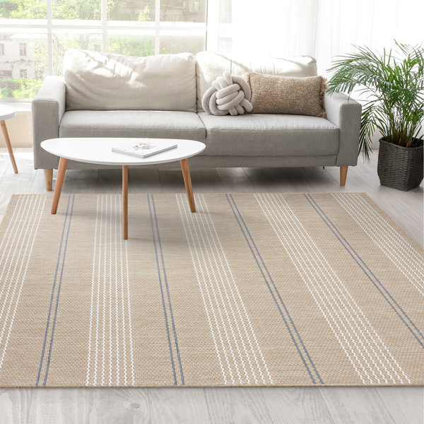 Breakwater Bay High Littleton Striped Beige Indoor / Outdoor Area Rug Wayfair
